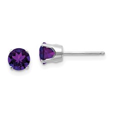 14 Karat White Gold  Stud Earrings With 2=5.00mm Round Amethysts