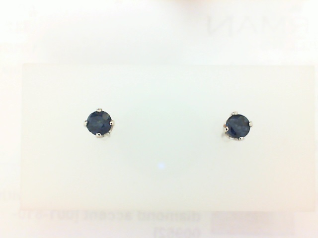 14 Karat White Gold 4.0 MM Round Sapphire Studs Earrings