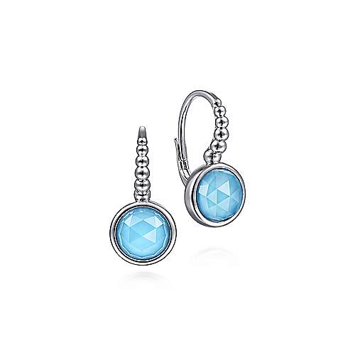 Gabriel & Co Sterling Silver Rock Crystal And Turquoise Leverback Earrings