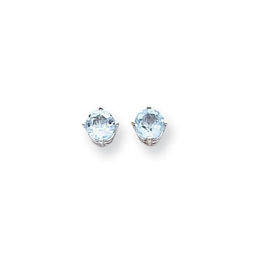 14 Karat White Gold  5mm Round BlueTopaz Stud Earrings