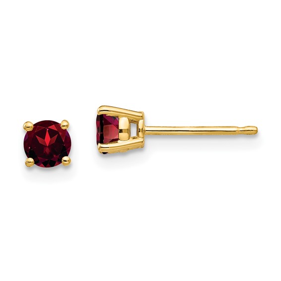 14 Karat Yellow Gold 4mm Garnet Stud Earrings