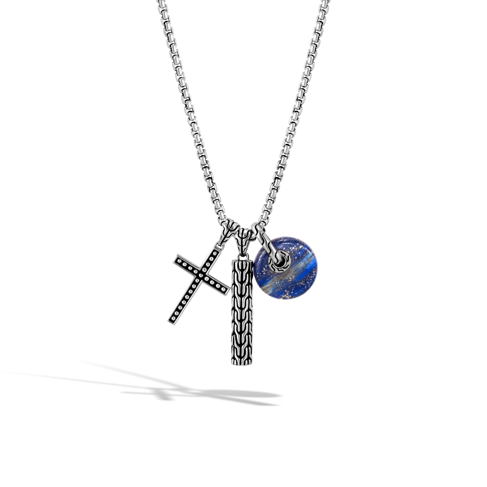 John Hardy: Sterling Silver  Classic Chain Charm Necklace With Lapis Lazuli 26