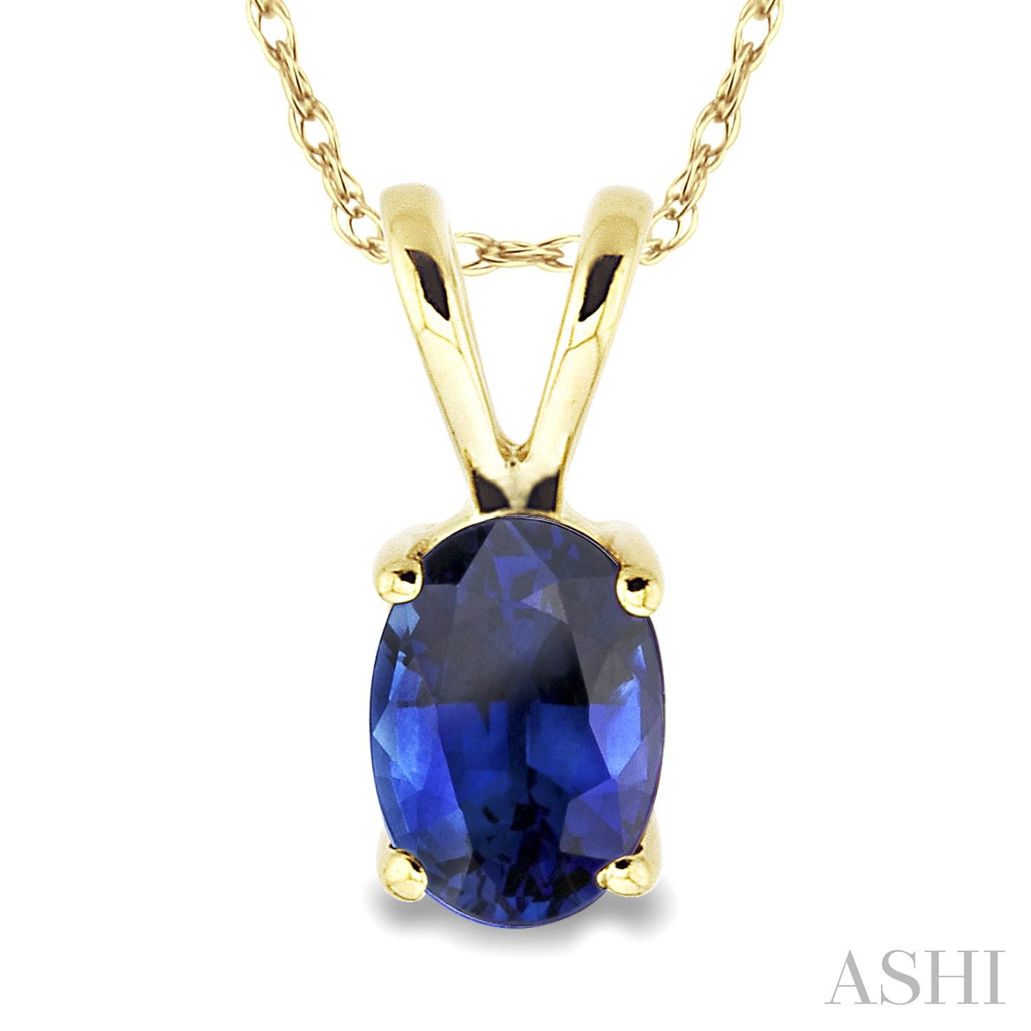 14 Karat Yellow Gold Pendant With One 6.00X4.00Mm Oval Sapphire