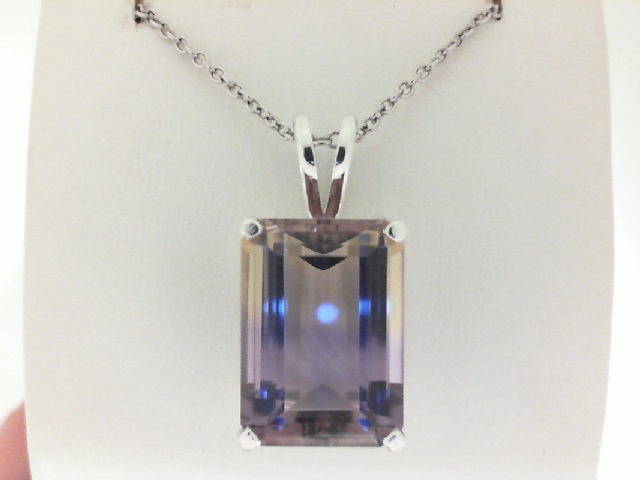Sterling Silver Sterling Silver 14 x 10 Emerald Cut Ametrine Pendant With 18 Inch Chain