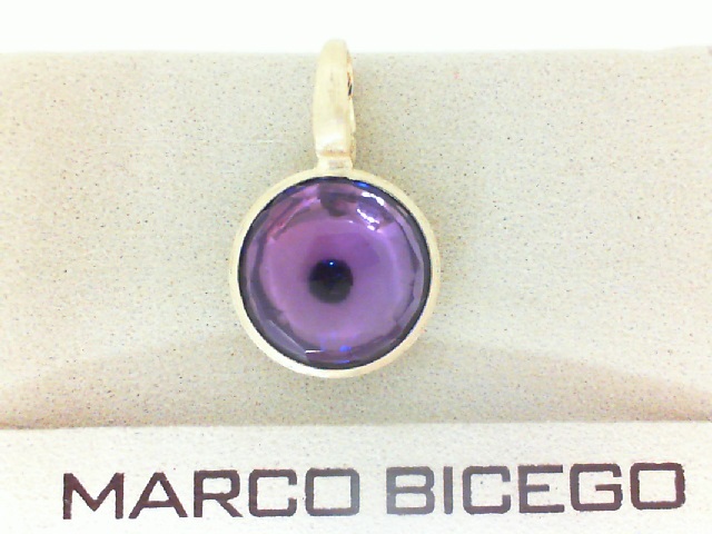 18 Karat Yellow Gold  Brushed Jaipur Pendant With One  Prism-Cut Amethyst