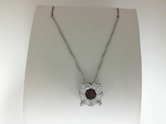 Lovebright Gemstone & Diamond Pendant
3.8 mm Round Cut Ruby and 1/3 Ctw Lovebright Pendant in 14K White Gold with Chain
