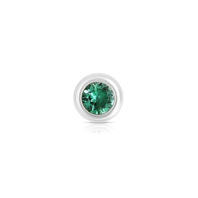 14 KARAT WHITE GOLD MAY BIRTH STONE EMERALD CHARM 0.05CTW