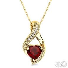Heart Shape Gemstone & Diamond Pendant
7mm Heart Shape Garnet and 1/20 Ctw Single Cut Diamond Pendant in 14K Yellow Gold with Chain