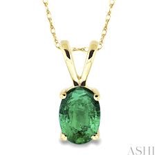 Oval Shape Gemstone Solitaire Pendant
6x4 MM Oval Cut Emerald Pendant in 14K Yellow Gold with Chain