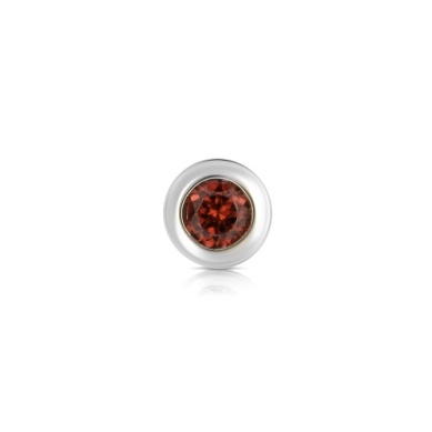 14 KARAT WHITE GOLD JANUARY BIRTH STONE GARNET CHARM 0.09CTW