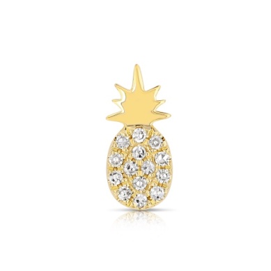 14 KARAT YELLOW GOLD SWEET ON THE INSIDE PINEAPPLE CHARM WITH DIAMONDS 0.03CTW