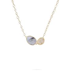 Marco Bicego: 18 Karat Yellow Lunaria Necklace With One Cabochon Black Mother Of Pearl And 10=0.20Tw Round Diamonds
Length: 16.5