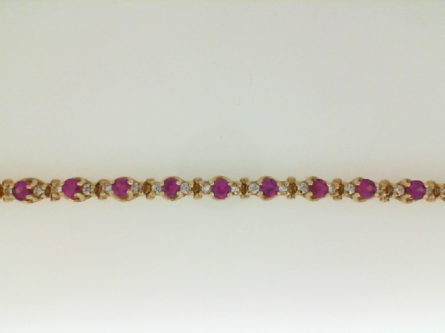 14 Karat Yellow Gold 3Ctw Ruby & 1Ctw Diamond Bracelet