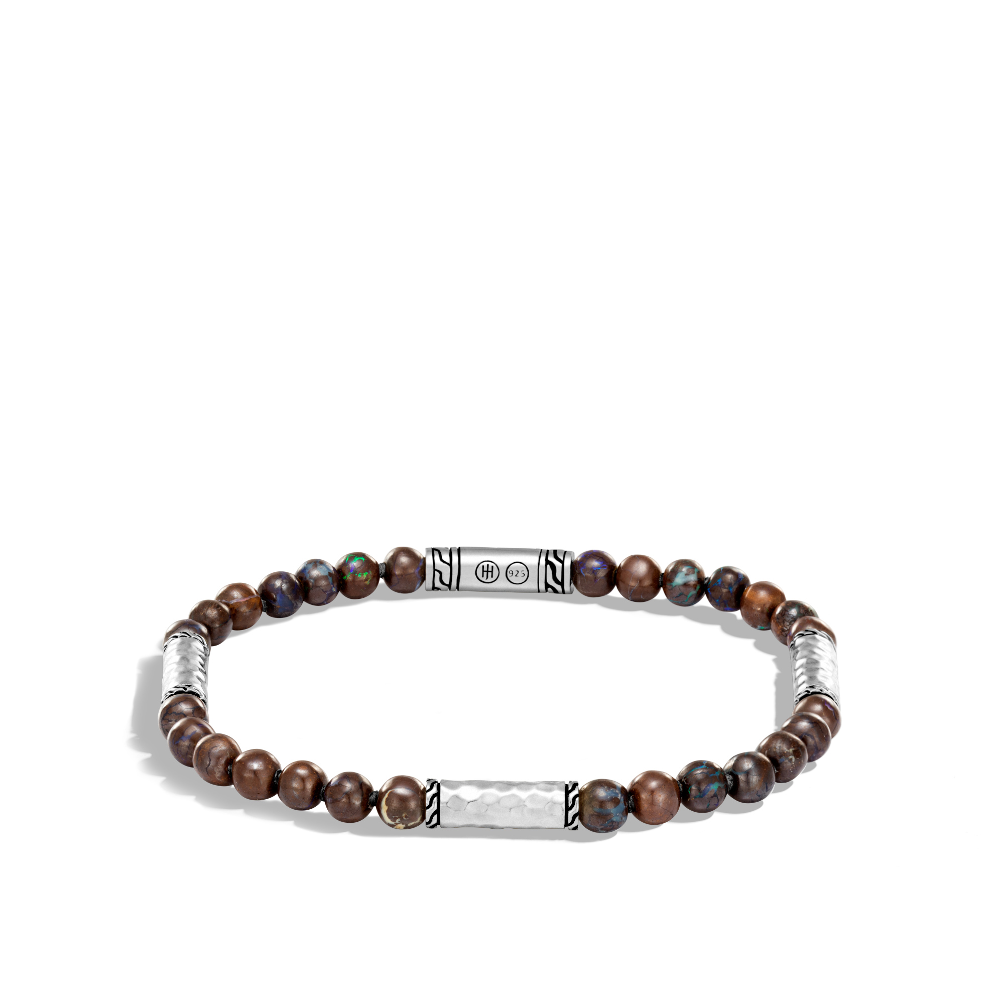 John Hardy: Sterling Silver Classic Chain Hammered Multi Station With 26 5mm Boulder Opal Beads Pusher Clasp
Length: 8