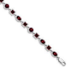 Sterling Silver Multi Shape Garnet Bracleet 7 1/4 Inch