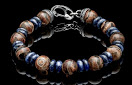 WILLIAM HENRY:  Enlightenment Sterling Silver Bead Bracelet
Style Name: 10MM Brown Tibetan agate and Blue Sodalite Roundel