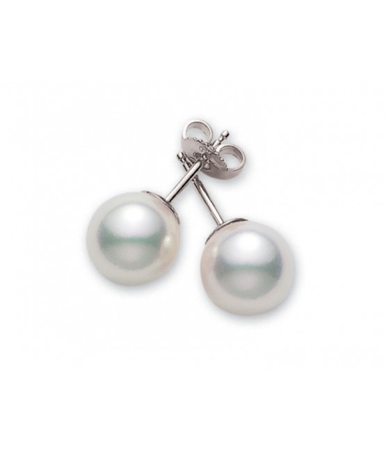 Mikimoto: 18 Karat White Gold Stud Earrings With 2= 6mm A+ Round Akoya Pearls