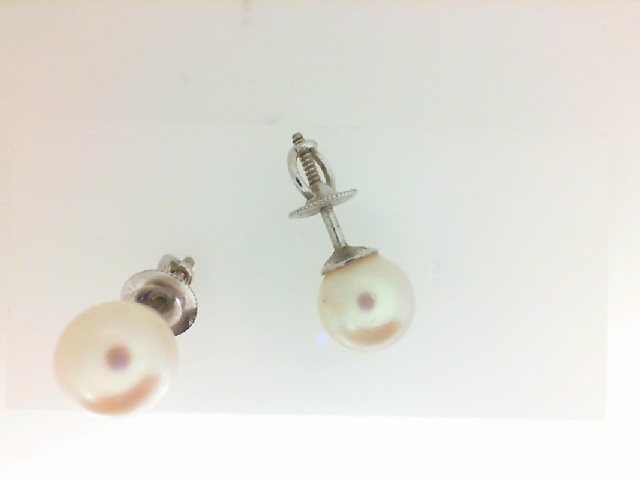 14 Karat White Gold Earrings With 2=7.50X8.00mm Freshwater Pearls
Screw Backs