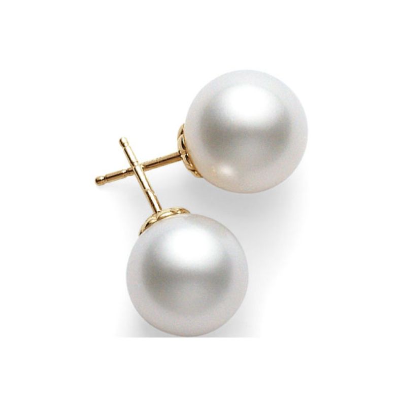 Mikimoto: 18 KaratYellow Gold Stud Earrings With 2=6.00-6.50mm A Quality Round Akoya Pearls
