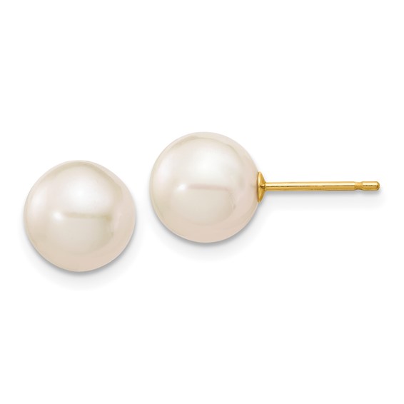 14 karat yellow gold 8-9 mm freshwater pearl stud earrings