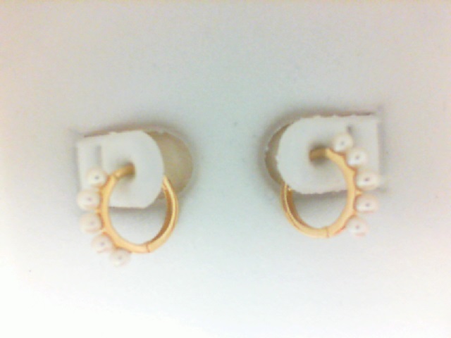 Yellow Gold 14 Karat Huggy Earrings With 11=2.5 Mm Fresh Water Pearls