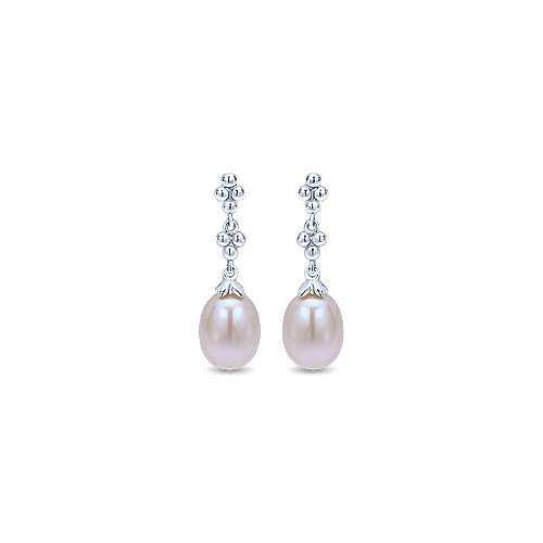 Gabriel&Co: Sterling Silver Linear Pearl Earrings