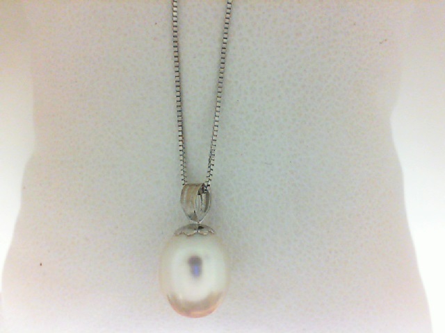 14 Karat White Gold Pendant With One 11.00X9.00mm Freshwater Pearl