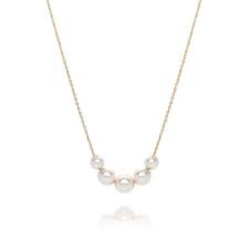 Mikimoto18K Yellow Gold  Necklace  With  2=5.50mm Round Akoya A+  Pearls
2=7.00mm Round Akoya A+ Pearls And 7.50mm Round Akoya A+ Pearl Adjustable Slide To 18 Inch Length