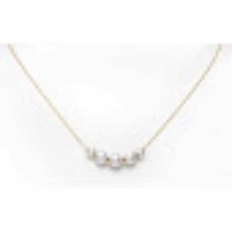 Mikimoto: 18 Karat Yellow Gold Necklace With One 7.50mm, Two7.00mm And Two5.50mm  Akoya A+ Round Pearls On Adjustable 16