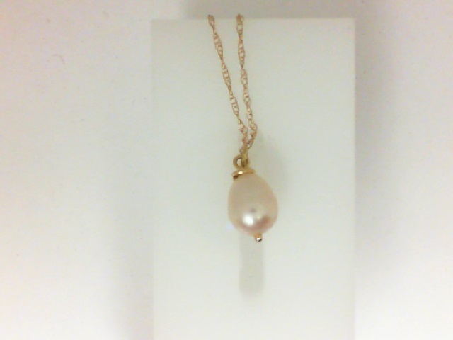 14 Karat Yellow Gold Pendant With One Freshwater Pearl On 18
