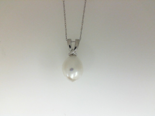 14 karat white gold freshwater pearl 11 mm with 18 inch white gold chain