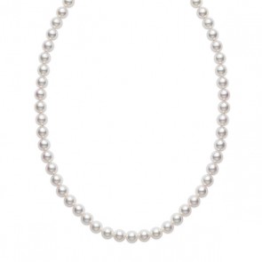 14 Karat White Gold 18 Inch Strand With 76=5.50-6.00mm Freshwater Pearls