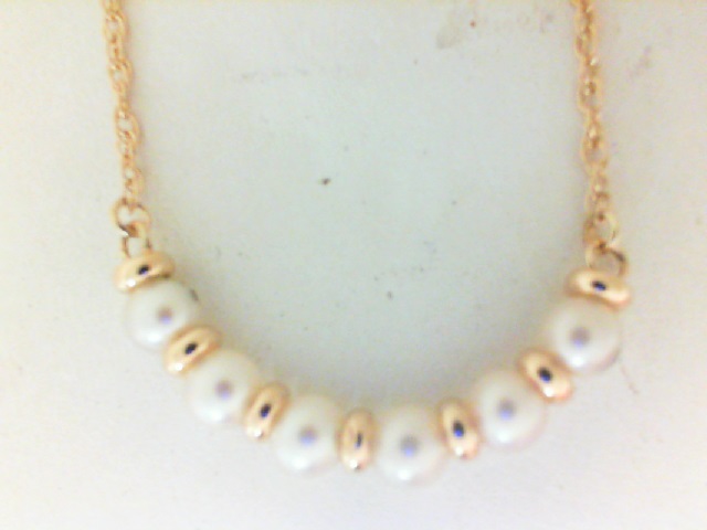 Yellow Gold 14 Karat 17 Inch Necklace  With 6=4.00Mm Fresh Water Pearls