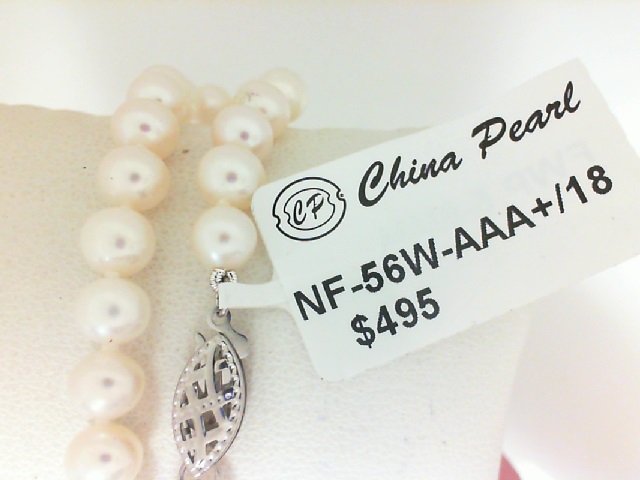 14 Karat White Gold Strand 18 Inch With 51=8.00-9.00mm Freshwater Pearls
