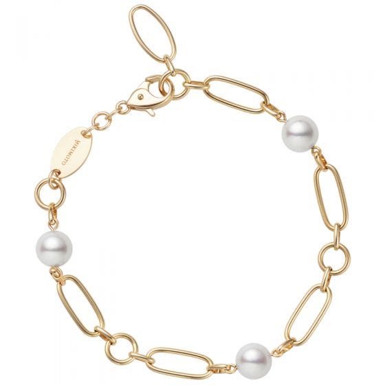 Mikimoto M Code Akoya Cultured Pearl Bracelet in 18K Yellow Gold 6.5 mm Round Pearls  A+ Quality Bracelet 
Length: 7'