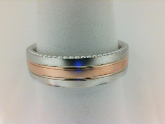 Verragio: 14 Karat White/Rose Gold 6mm Satin/Polished Engraved Wedding Band Size 10