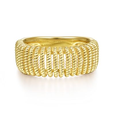 14 Karrat Yellow Gold Twisted Rope Cage Design Band