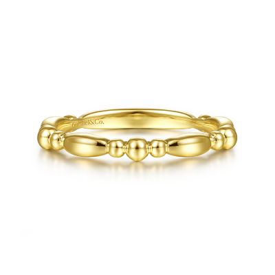 Gabriel & Co 14k Yellow Gold Ball and Bar Station Band Size6.5
