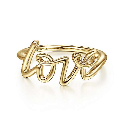 Gabriel & Co:14 Karat Yellow Gold Love Ring