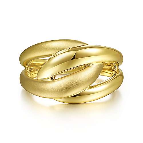 Gabriel & Co 14 Karat Yellow Gold Intersecting Links Ring