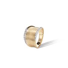 Marco Bicego Lunaria 18K Yellow Gold Medium Band With Diamonds 0.14ctw