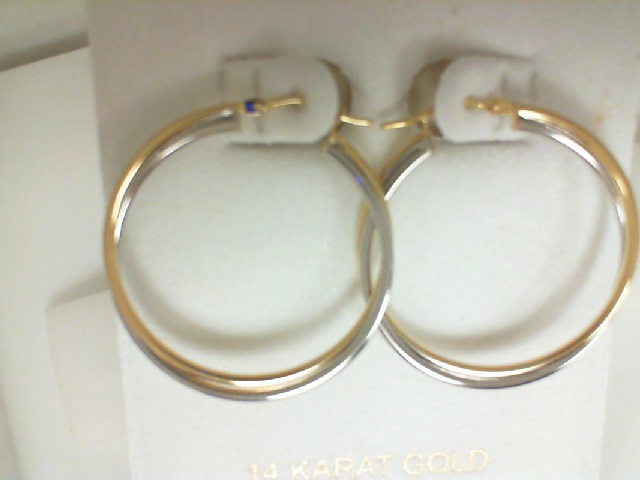 14 Karat Yellow/White Gold 32mm  Large Hoop Earrings