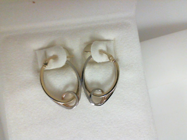 14 Karat Yellow/White Gold Small Hoop Earrings