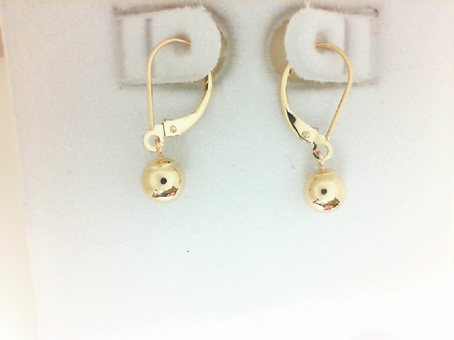 14 Karat Yellow Gold 6mm Dangle Earrings