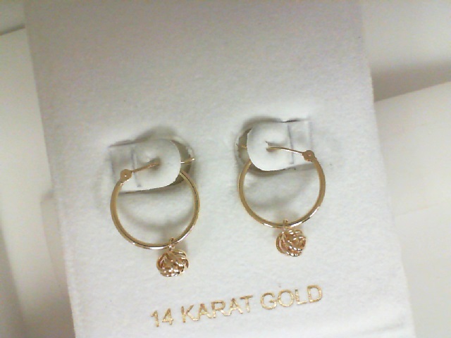 14 Karat Yellow Gold Small Hoop With Dangle Knot Earrings