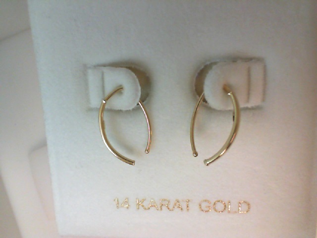 14 Karat Yellow Gold Curved Stick Dangle Earrings
