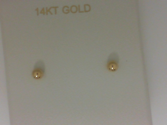 14K Yellow 4.0mm Gold Ball Earrings With Safety Backs