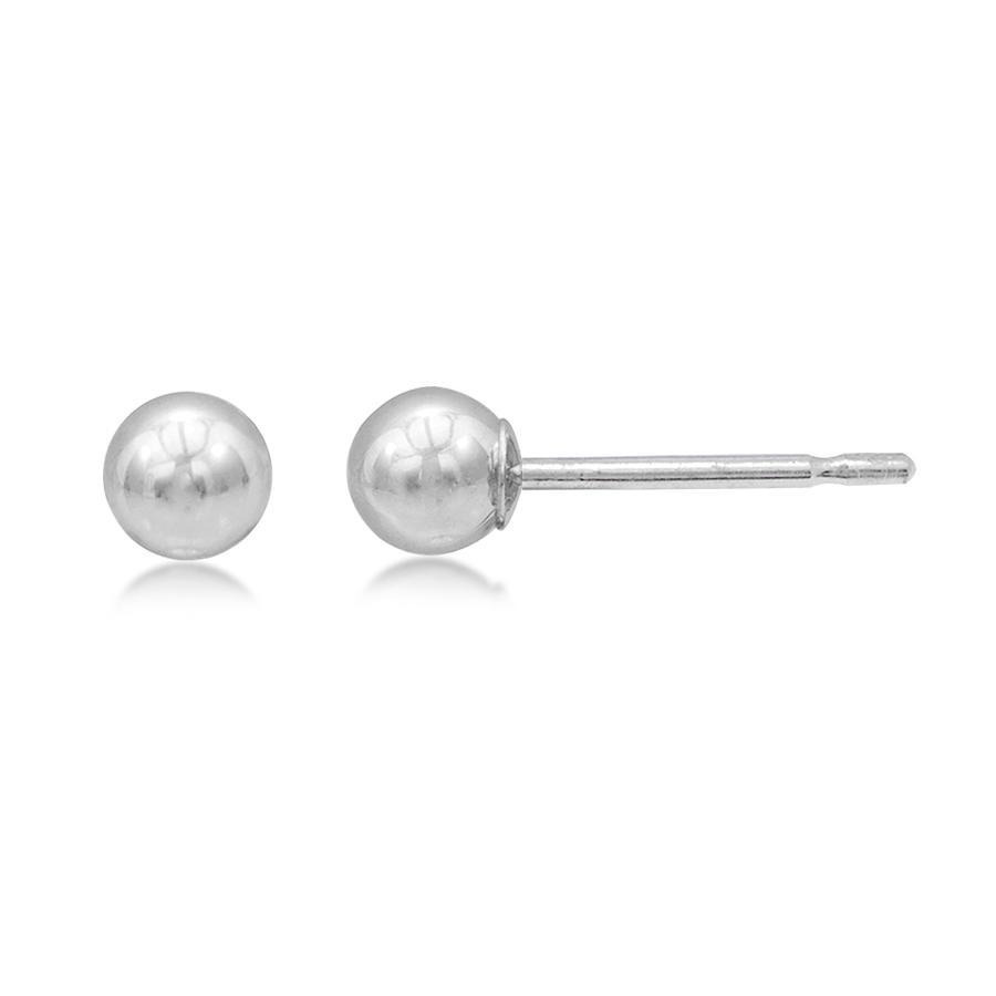 14 Karat White Gold 4mm Ball Stud Earrings