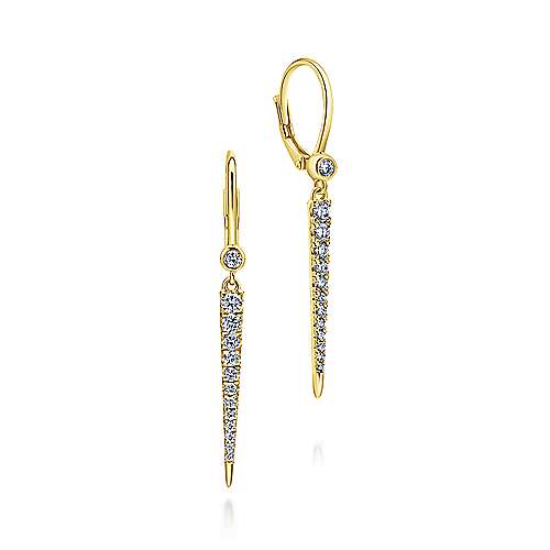 Gabriel & Co14 Karat Yellow Gold Diamond Spike Drop Earrings With Round Brilliant Diamonds 0.33 ct