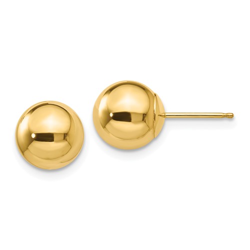 14 Karat Yellow Gold Stud 8mm Polished Ball Stud Earrings